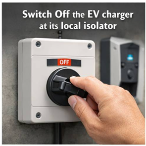 Switch off the local isolator to the EVCP